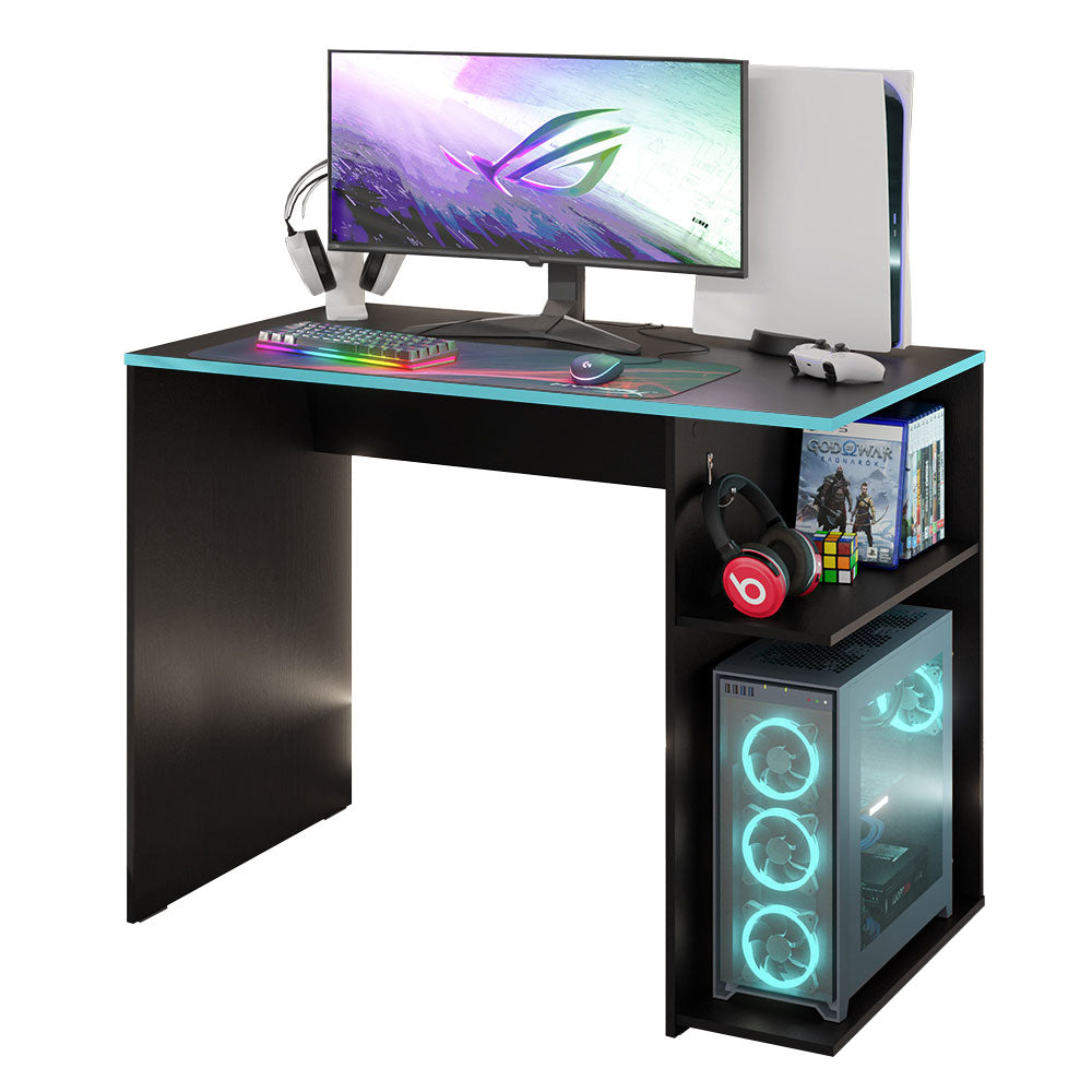 Compact Gaming Computer Desk with 2 Shelves, Cable Management and Larg Madesa US