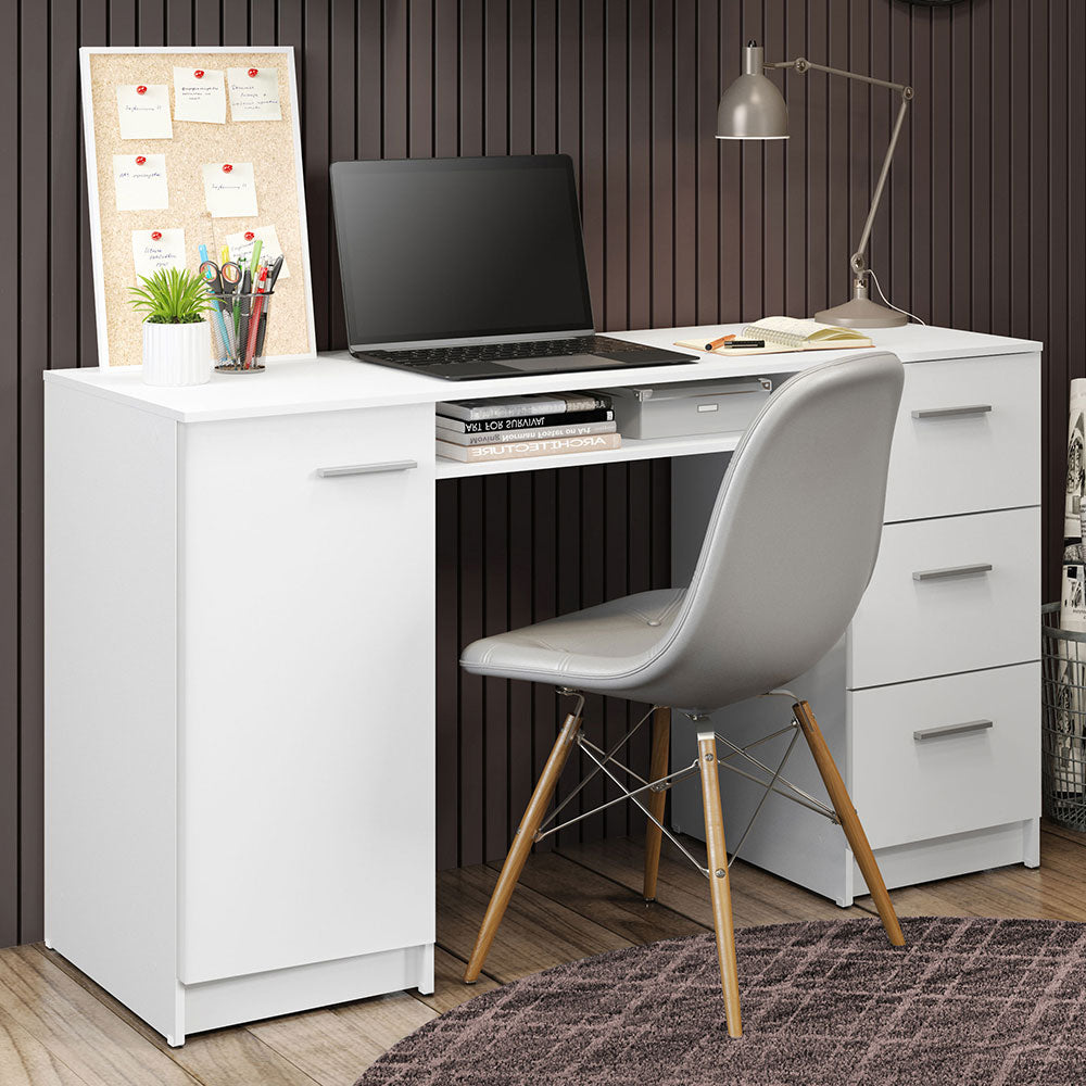 MADESA HOME OFFICE COMPUTER DESK, WORKSTATION WITH STORAGE SPACE - WHITE –  Madesa US