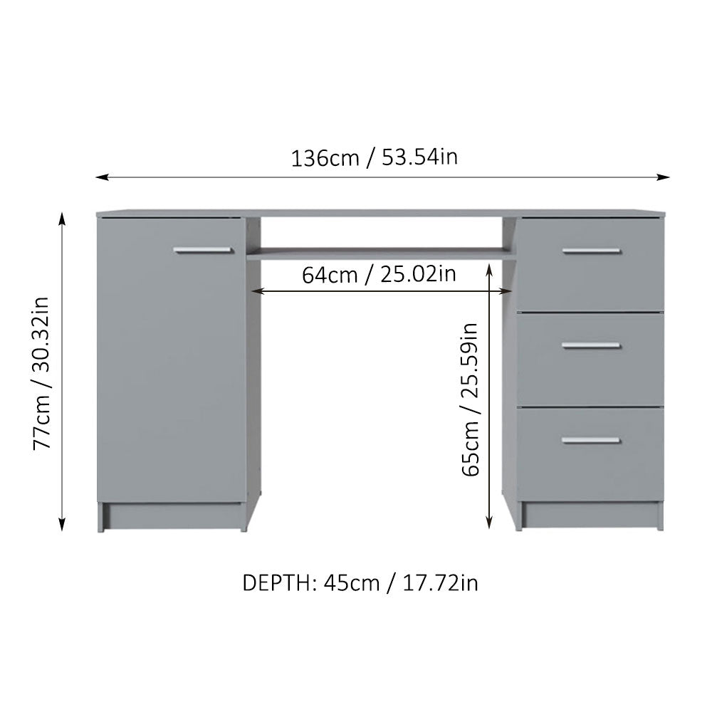 MADESA HOME OFFICE COMPUTER DESK, WORKSTATION WITH STORAGE SPACE - GREY –  Madesa US