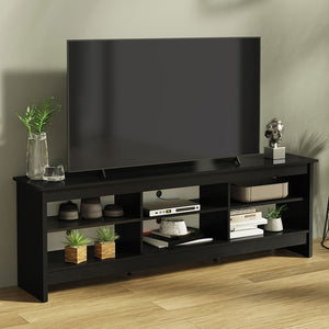 
                  
                    Load image into Gallery viewer, TV Stand with 6 Shelves and Cable Management, for TVs up to 75 Inches, Wood TV Bench, 23” H x 14&amp;quot; D x 71” L - Black
                  
                