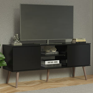 
                  
                    Load image into Gallery viewer, Modern TV Stand with 2 Doors, 2 Shelves for TVs up to 55 Inches, Wood Entertainment Center 23&amp;#39; H X 15&amp;#39;&amp;#39; D X 54&amp;#39;&amp;#39; L - Black
                  
                