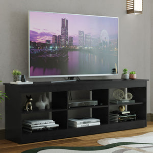 
                  
                    Load image into Gallery viewer, Madesa TV Stand Entertainment Center TV Bench with 6 Open Shelves Easy Cable Management for 65, 75 Inch Living Room and Bedroom Modern Wooden Television Media Console - Black
                  
                