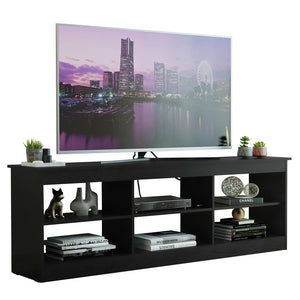 
                  
                    Load image into Gallery viewer, Madesa TV Stand Entertainment Center TV Bench with 6 Open Shelves Easy Cable Management for 65, 75 Inch Living Room and Bedroom Modern Wooden Television Media Console - Black
                  
                