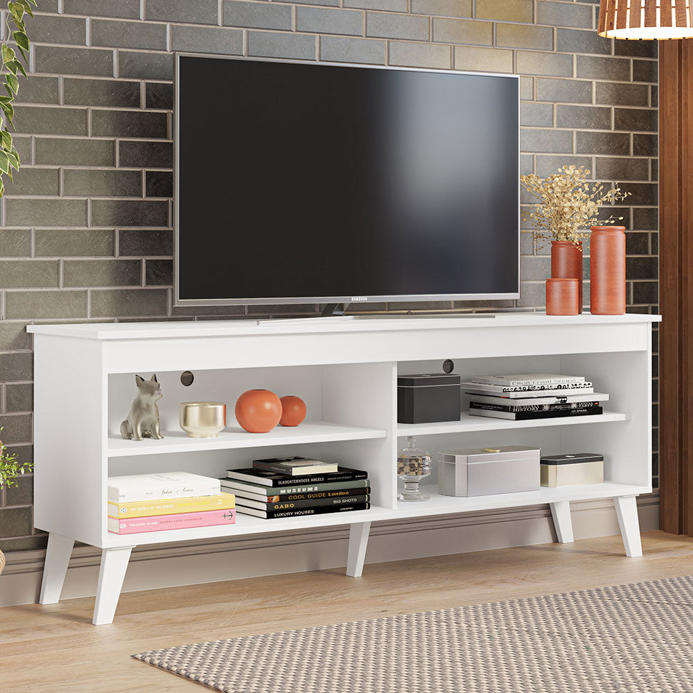 
                  
                    Load image into Gallery viewer, Madesa TV Stand Unit with 4 Shelves and Cable Management for 55, 65 Inch Media 1 Storage Gaming Media Console Living Room and Bedroom Entertainment Center Modern Wooden Television Cabinet - White
                  
                