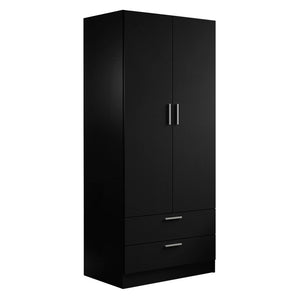 
                  
                    Load image into Gallery viewer, Madesa 2 Door 2 Drawer Storage Cabinet Wardrobe with Shelf and Hanging Space 31 Inch Wooden Armoire Closet Organization Unit for Bedroom and Office - Black
                  
                