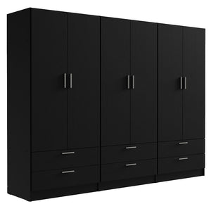 
                  
                    Load image into Gallery viewer, Madesa 6 Doors 6 Drawers Storage Cabinet Wardrobe with Shelves and Hanging Space 94 Inch Wooden Armoire Closet Organization Unit for Bedroom and Office - Black
                  
                