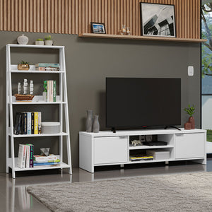 
                  
                    Load image into Gallery viewer, Madesa TV Stand with Storage 65&amp;quot; + Ladder Shelf Standing Bookcase - White
                  
                