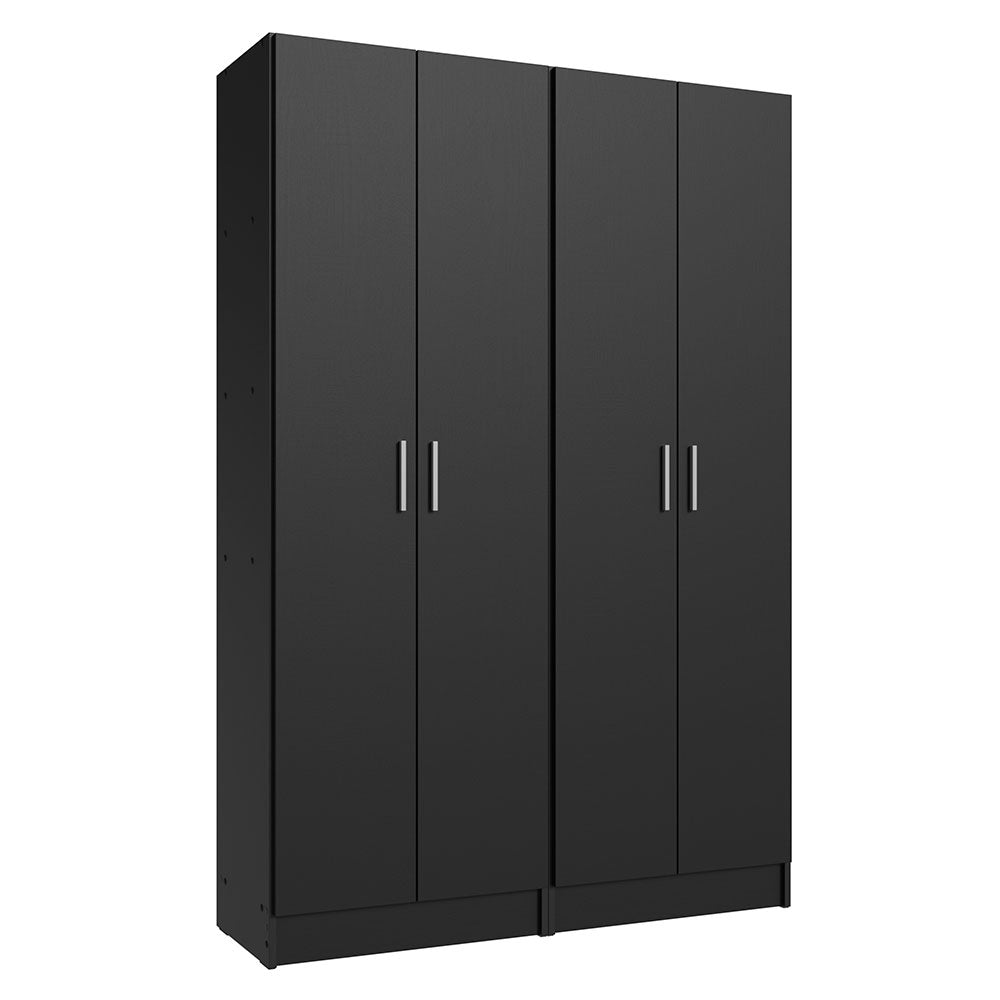 Madesa Kitchen Set 2 Pantry Storage Cabinet with 10 Utility Shelves 47 Inch Wooden Organization Unit for Kitchen - Black