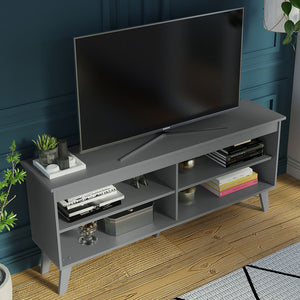 
                  
                    Load image into Gallery viewer, TV Stand Cabinet with 4 Shelves and Cable Management, TV Table Unit for TVs up to 55 Inches, Wooden, 23&amp;#39;&amp;#39; H x 12&amp;#39;&amp;#39; D x 53&amp;#39;&amp;#39; L - Grey
                  
                