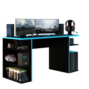 
                  
                    Load image into Gallery viewer, MADESA GAMING COMPUTER DESK WITH 5 SHELVES, CABLE MANAGEMENT AND LARGE MONITOR STAND, WOOD, 24&amp;quot; D X 53&amp;quot; W X 29&amp;quot; H - BLACK/BLUE
                  
                