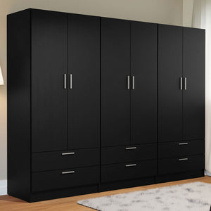 
                  
                    Load image into Gallery viewer, Madesa 6 Doors 6 Drawers Storage Cabinet Wardrobe with Shelves and Hanging Space 94 Inch Wooden Armoire Closet Organization Unit for Bedroom and Office - Black
                  
                