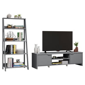 
                  
                    Load image into Gallery viewer, Madesa TV Stand with Storage 65&amp;quot; + Ladder Shelf Standing Bookcase - Gray
                  
                