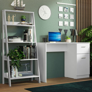 
                  
                    Load image into Gallery viewer, Madesa Compact Desk 43&amp;quot; + Ladder Shelf Standing Bookcase - White
                  
                