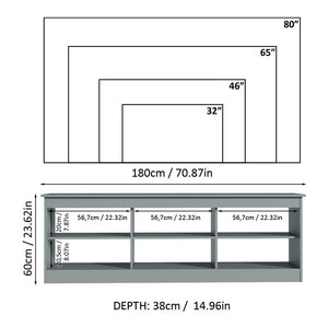 
                  
                    Load image into Gallery viewer, Madesa TV Stand Entertainment Center TV Bench with 6 Open Shelves Easy Cable Management for 65, 75 Inch Living Room and Bedroom Modern Wooden Television Media Console - Grey
                  
                