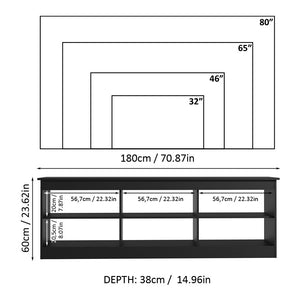 
                  
                    Load image into Gallery viewer, Madesa TV Stand Entertainment Center TV Bench with 6 Open Shelves Easy Cable Management for 65, 75 Inch Living Room and Bedroom Modern Wooden Television Media Console - Black
                  
                