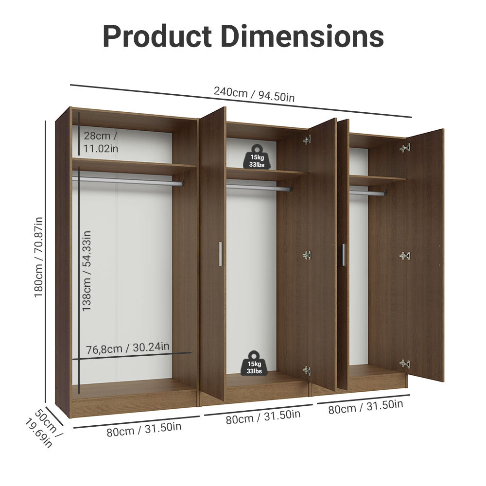 Madesa 6 Doors Storage Cabinet with Ample Shelves Space 94 Inch Utilit ...