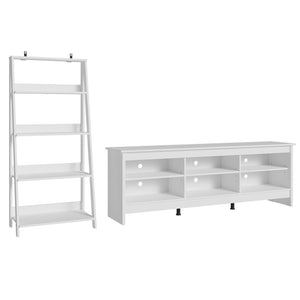 
                  
                    Load image into Gallery viewer, Madesa 6 Shelves TV Stand up to 75&amp;quot; + Ladder Shelf Standing Bookcase - White
                  
                