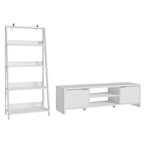 
                  
                    Load image into Gallery viewer, Madesa TV Stand with Storage 65&amp;quot; + Ladder Shelf Standing Bookcase - White
                  
                