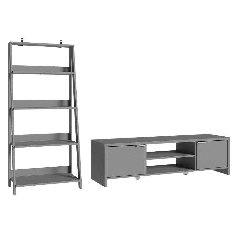 
                  
                    Load image into Gallery viewer, Madesa TV Stand with Storage 65&amp;quot; + Ladder Shelf Standing Bookcase - Gray
                  
                