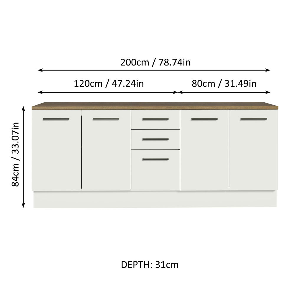 
                  
                    Load image into Gallery viewer, Madesa Compact Garage and Utility Room Storage Set 78 Inch Base Cabinet with 3 Drawers and 4 Doors Utility Bench Wooden Organization Unit - White
                  
                