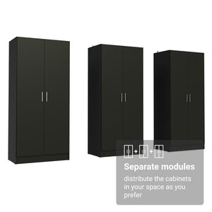 
                  
                    Load image into Gallery viewer, Madesa Wardrobe Set 3 Armoire Closet Hanging Storage Cabinet 6 Doors with Shelves 94 Inch Organization Unit for Bedroom and Office - Black
                  
                