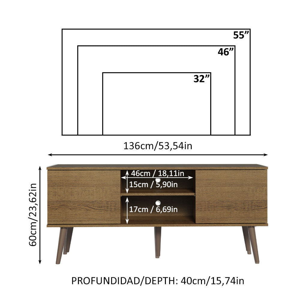 
                  
                    Load image into Gallery viewer, Madesa TV Stand Console with 2 Doors and 2 Shelves with Cable Management for 50, 55 Inch Media Storage Media Console Office Entertainment Center Wooden Television Cabinet - Rustic
                  
                