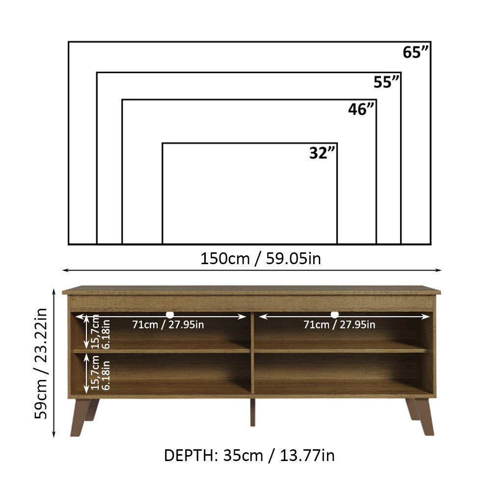 
                  
                    Load image into Gallery viewer, Madesa TV Stand Unit with 4 Shelves and Cable Management for 55, 65 Inch Media 1 Storage Gaming Media Console Living Room and Bedroom Entertainment Center Modern Wooden Television Cabinet - Rustic
                  
                