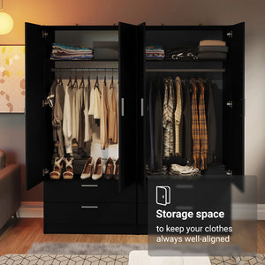 Madesa 4 Doors 4 Drawers Storage Cabinet Wardrobe with Shelves and Han – Madesa US