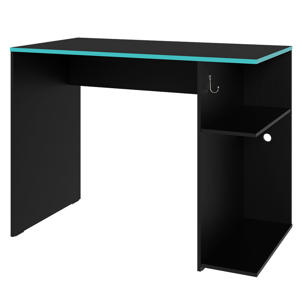 
                  
                    Load image into Gallery viewer, Compact Gaming Computer Desk with 2 Shelves, Cable Management and Large Monitor Stand, Wood, 21&amp;quot; D x 39&amp;quot; W x 30&amp;quot; H - Black/Blue
                  
                