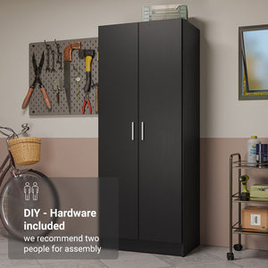 
                  
                    Load image into Gallery viewer, Madesa Garage Pantry Storage Cabinet 2 Doors with 5 Utility Shelves 23 Inch Wooden Organization Unit for Garage - Black
                  
                