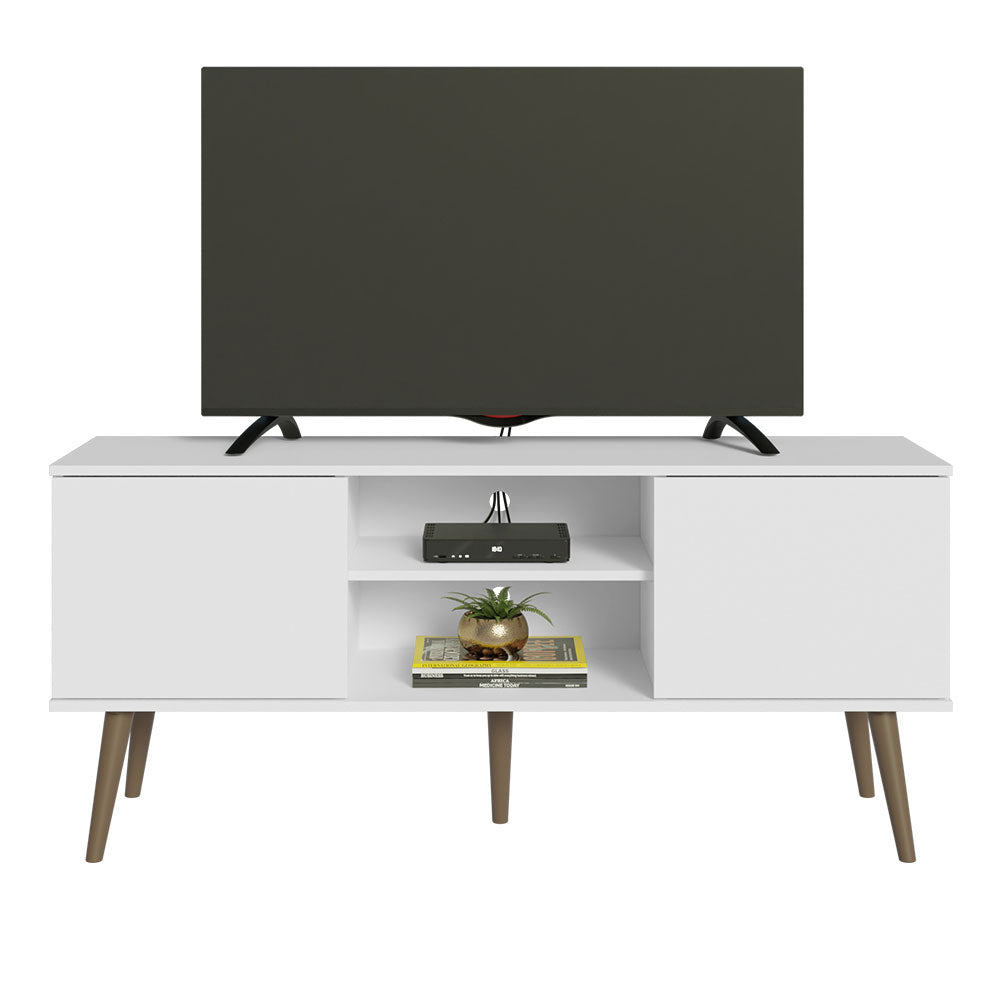 
                  
                    Load image into Gallery viewer, Madesa TV Stand 2 Doors and 2 Shelves 55&amp;quot; + Ladder Shelf Standing Bookcase - White
                  
                