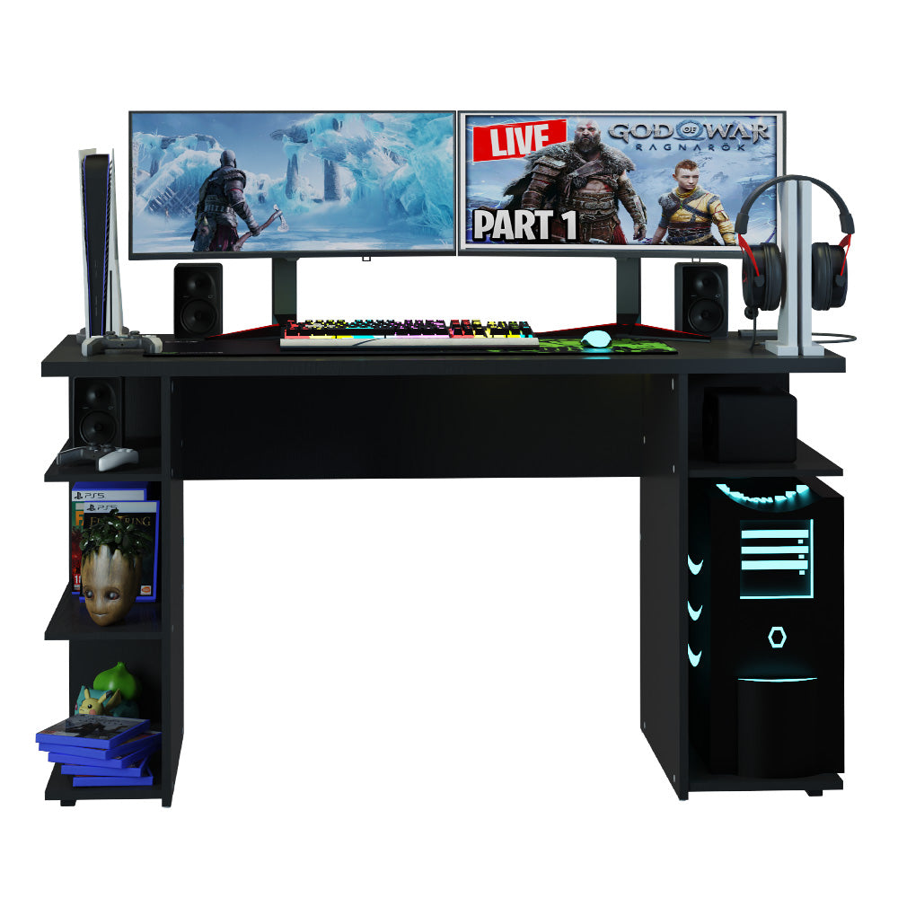 Buy Madesa Gaming Computer Table and Office Desk with 5 Shelves and Cable  Management, Wood, 136x75x60 Cm,Black Online at Best Prices in India -  JioMart.
