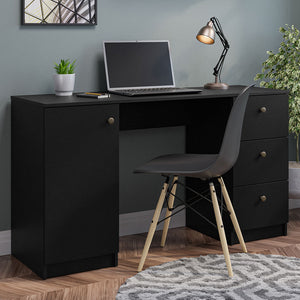 
                  
                    Load image into Gallery viewer, Modern 53 inch Computer Writing Desk with Drawers and Door, Executive Desk, Wood PC Table, 30” H x 18” D x 53” W - Black
                  
                