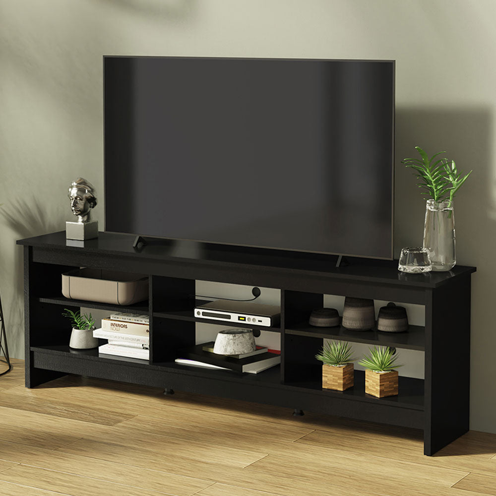 
                  
                    Load image into Gallery viewer, TV Stand with 6 Shelves and Cable Management, for TVs up to 75 Inches, Wood TV Bench, 23” H x 14&amp;quot; D x 71” L - Black
                  
                