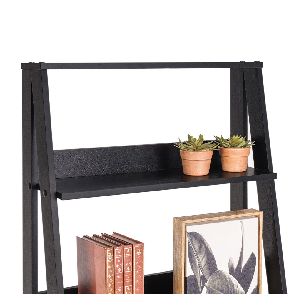 
                  
                    Load image into Gallery viewer, 5-Tier Ladder Shelf with Storage Space, Free Standing Bookshelf, Wood, 15&amp;quot; D x 24&amp;quot; W x 53&amp;quot; H - Black
                  
                