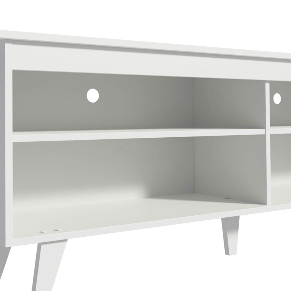 
                  
                    Load image into Gallery viewer, TV Stand with 4 Shelves and Cable Management, for TVs up to 65 Inches, Wood, 23&amp;#39;&amp;#39; H x 15&amp;#39;&amp;#39; D x 59&amp;#39;&amp;#39; L - White
                  
                