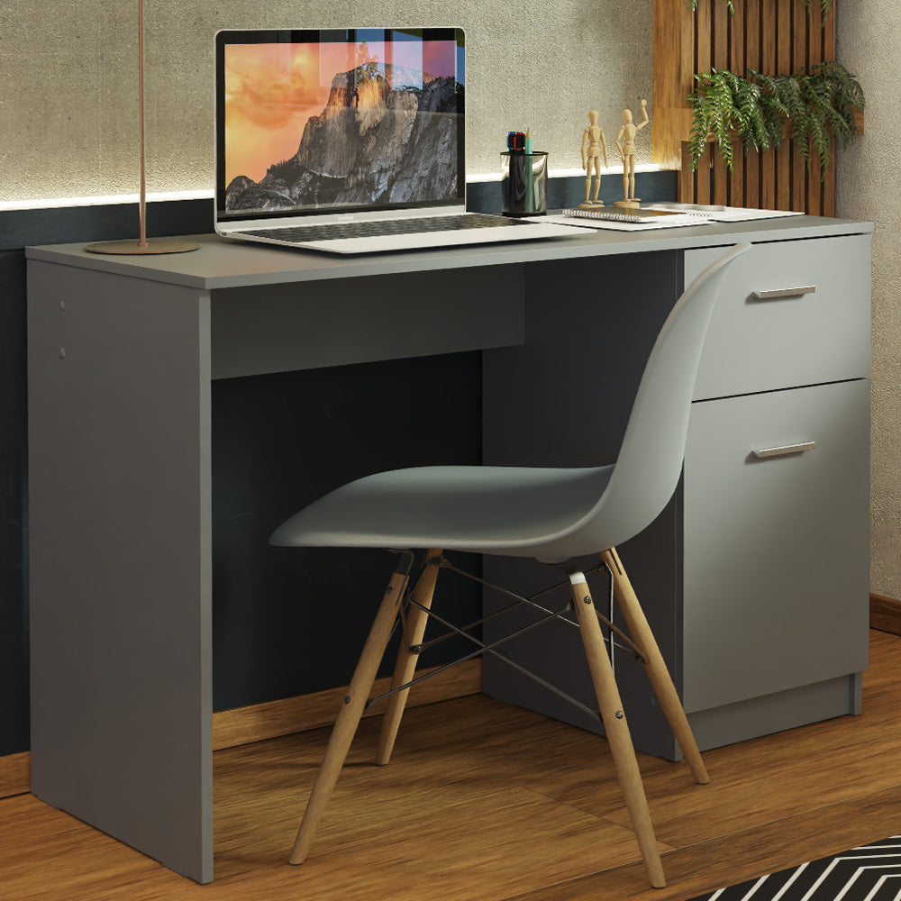 MADESA COMPACT COMPUTER DESK STUDY TABLE FOR SMALL SPACES HOME OFFICE 43 INCH STUDENT LAPTOP PC WRITING DESKS WITH STORAGE AND DRAWER - GRAY