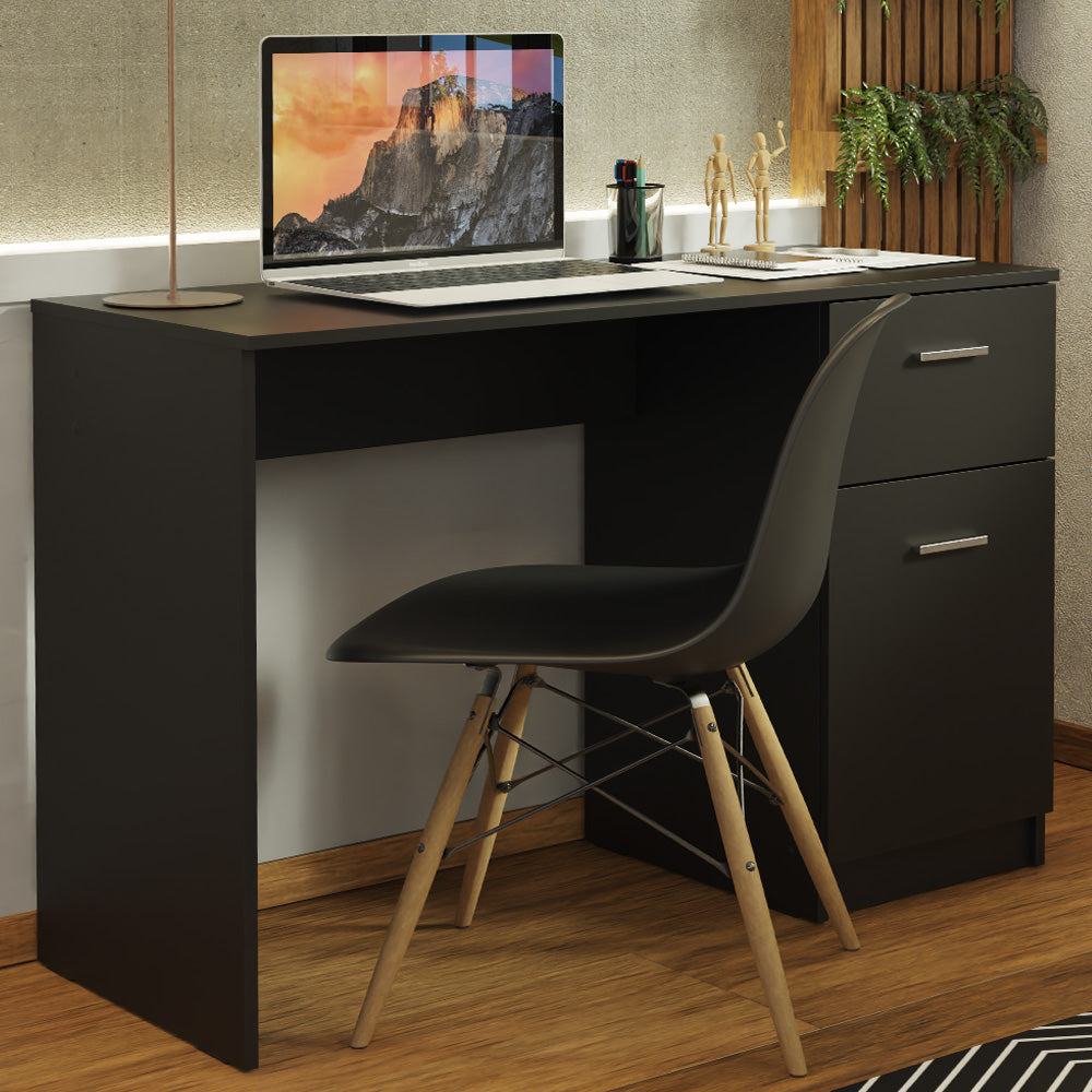Compact Computer Desk Study Table for Small Spaces Home Office 43 Inch Student Laptop PC Writing Desks with Storage and Drawer - Black