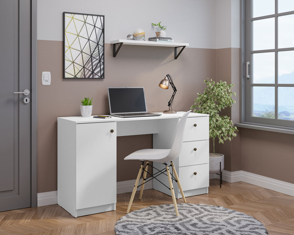 Madesa Modern Office Desk with Drawers 53 inch, Study Desk for