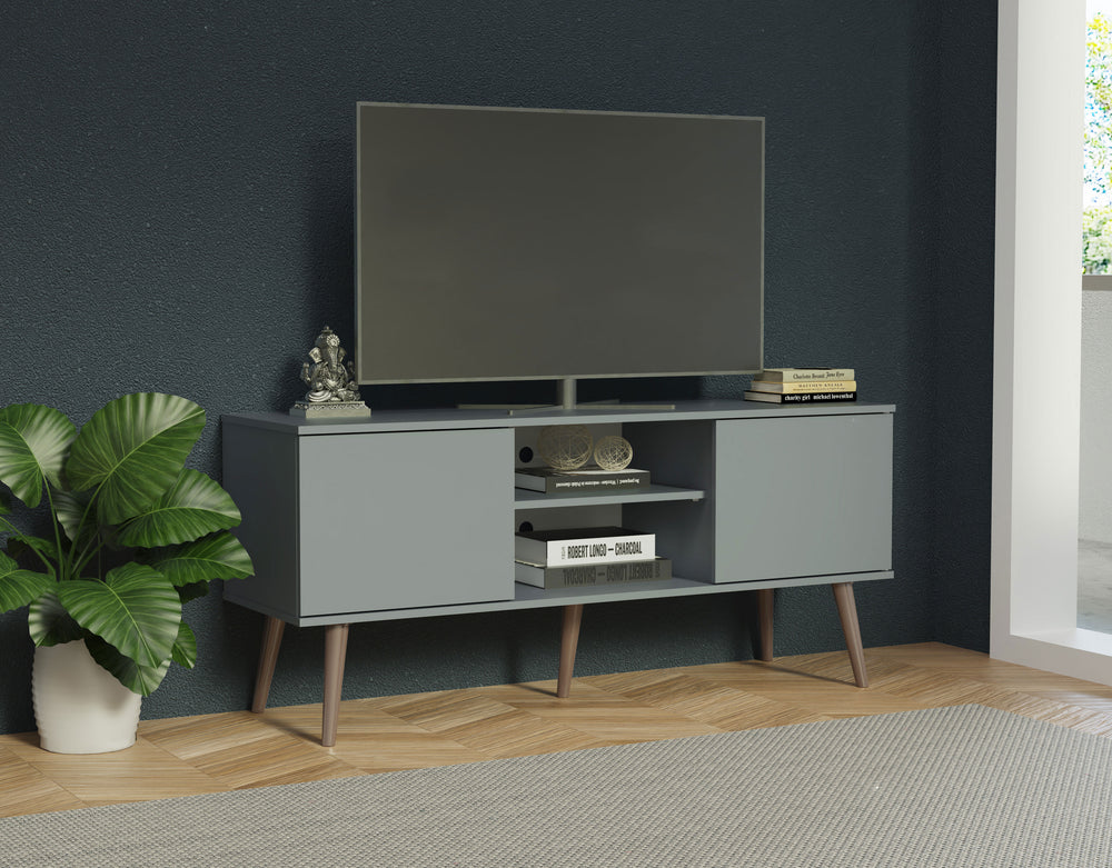 
                  
                    Load image into Gallery viewer, MADESA MODERN TV STAND WITH 2 DOORS, 2 SHELVES FOR TVS UP TO 55 INCHES, WOOD ENTERTAINMENT CENTER 23&amp;#39;&amp;#39; H X 15&amp;#39;&amp;#39; D X 54&amp;#39;&amp;#39; L - GRAY
                  
                