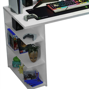 
                  
                    Load image into Gallery viewer, Gaming Computer Desk with 5 Shelves, Cable Management and Large Monitor Stand, Wood, 24&amp;quot; D x 53&amp;quot; W x 29&amp;quot; H - White
                  
                