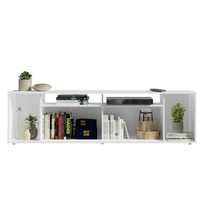 
                  
                    Load image into Gallery viewer, Madesa Large Entertainment Center with 1 Sliding Door, 5 Shelves and Open Shelves for 65, 75 Inch Media Storage Gaming Media Console Living Room and Bedroom Modern Wooden Television Stand - White
                  
                