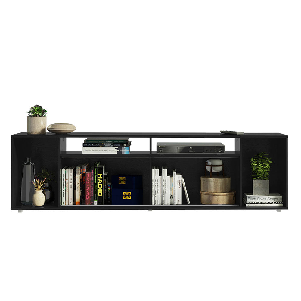 
                  
                    Load image into Gallery viewer, Madesa Large Entertainment Center with 1 Sliding Door, 5 Shelves and Open Shelves for 65, 75 Inch Media Storage Gaming Media Console Living Room and Bedroom Modern Wooden Television Stand - Black
                  
                