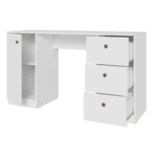 
                  
                    Load image into Gallery viewer, MADESA COMPUTER DESK WITH 3 DRAWERS, 1 DOOR AND 1 STORAGE SHELF, WOOD WRITING HOME OFFICE WORKSTATION, 30” H X 18” D X 53” W - WHITE
                  
                