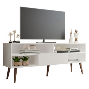 
                  
                    Load image into Gallery viewer, MADESA MODERN TV STAND WITH 1 DOOR, 4 SHELVES FOR TVS UP TO 65 INCHES, WOOD ENTERTAINMENT CENTER 23&amp;#39;&amp;#39; H X 15&amp;#39;&amp;#39; D X 59&amp;#39;&amp;#39; L – WHITE
                  
                