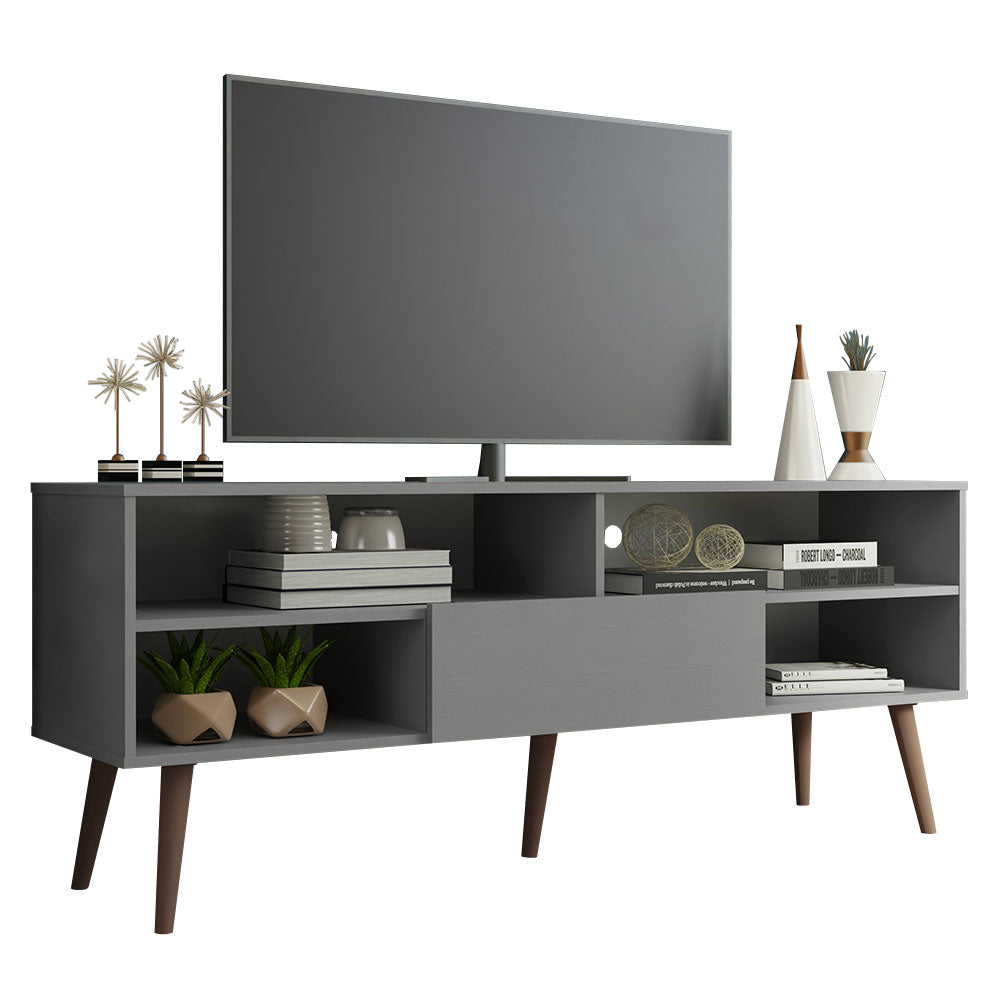 
                  
                    Load image into Gallery viewer, MADESA MODERN TV STAND WITH 1 DOOR, 4 SHELVES FOR TVS UP TO 65 INCHES, WOOD ENTERTAINMENT CENTER 23&amp;#39;&amp;#39; H X 15&amp;#39;&amp;#39; D X 59&amp;#39;&amp;#39; L – GRAY
                  
                