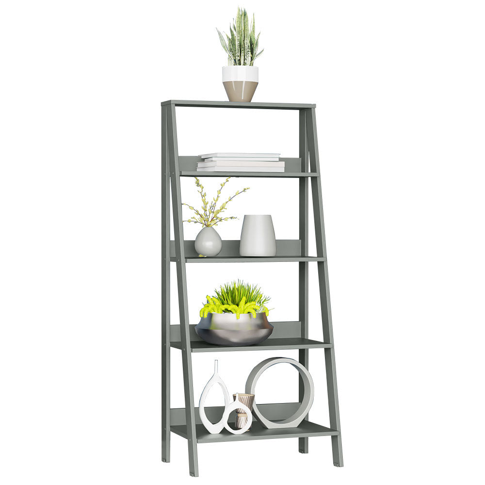 
                  
                    Load image into Gallery viewer, 5-Tier Ladder Shelf with Storage Space, Free Standing Bookshelf, Wood, 15&amp;quot; D x 24&amp;quot; W x 53&amp;quot; H - Grey
                  
                