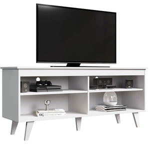
                  
                    Load image into Gallery viewer, TV Stand Cabinet with 4 Shelves and Cable Management, TV Table Unit for TVs up to 55 Inches, Wooden, 23&amp;#39;&amp;#39; H x 15&amp;#39;&amp;#39; D x 53&amp;#39;&amp;#39; L - White
                  
                