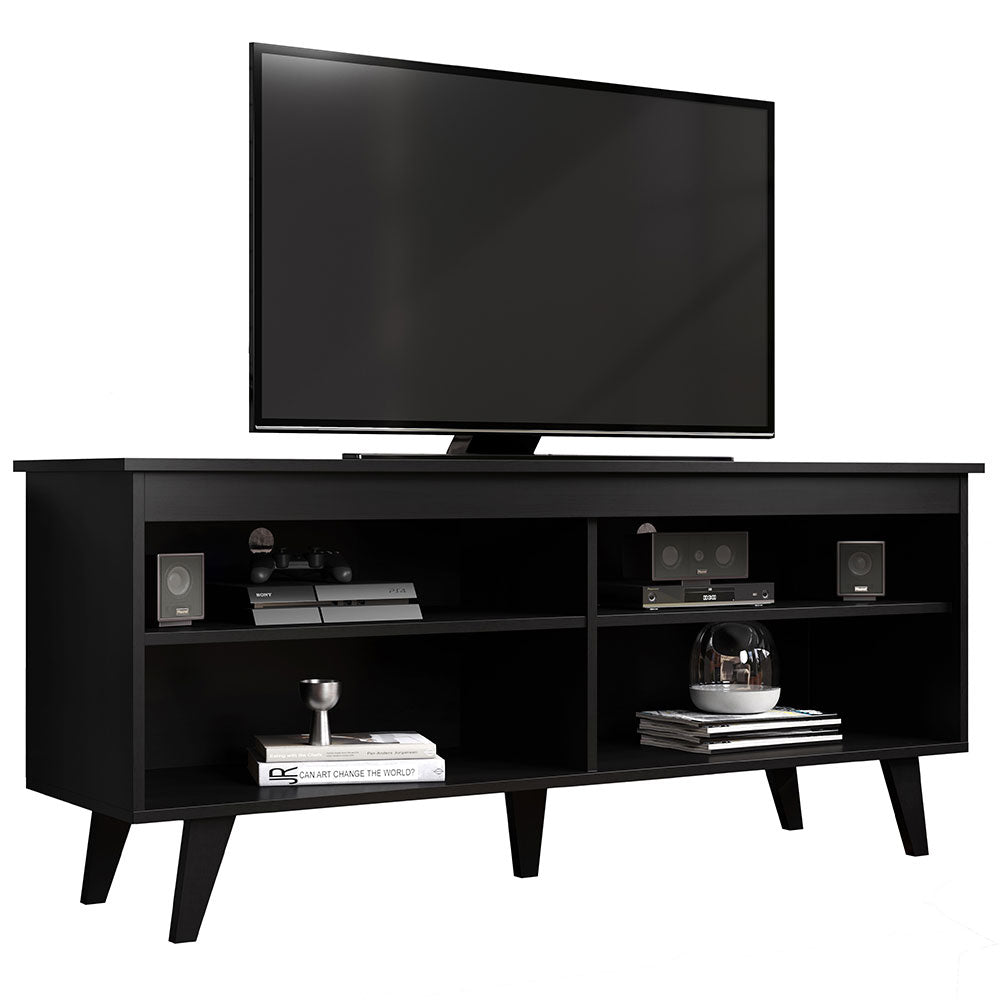 
                  
                    Load image into Gallery viewer, MADESA TV STAND CABINET WITH 4 SHELVES AND CABLE MANAGEMENT, TV TABLE UNIT FOR TVs UP TO 55 INCHES, WOODEN, 23&amp;#39;&amp;#39; H X 15&amp;#39;&amp;#39; D X 53&amp;#39;&amp;#39; L – BLACK
                  
                