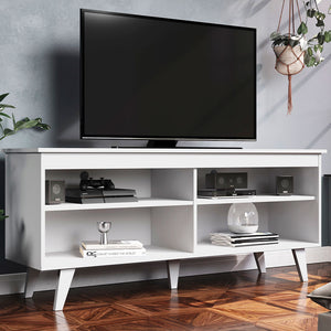 
                  
                    Load image into Gallery viewer, MADESA TV STAND CABINET WITH 4 SHELVES AND CABLE MANAGEMENT, TV TABLE UNIT FOR TVs UP TO 55 INCHES, WOODEN, 23&amp;#39;&amp;#39; H X 15&amp;#39;&amp;#39; D X 53&amp;#39;&amp;#39; L – WHITE
                  
                